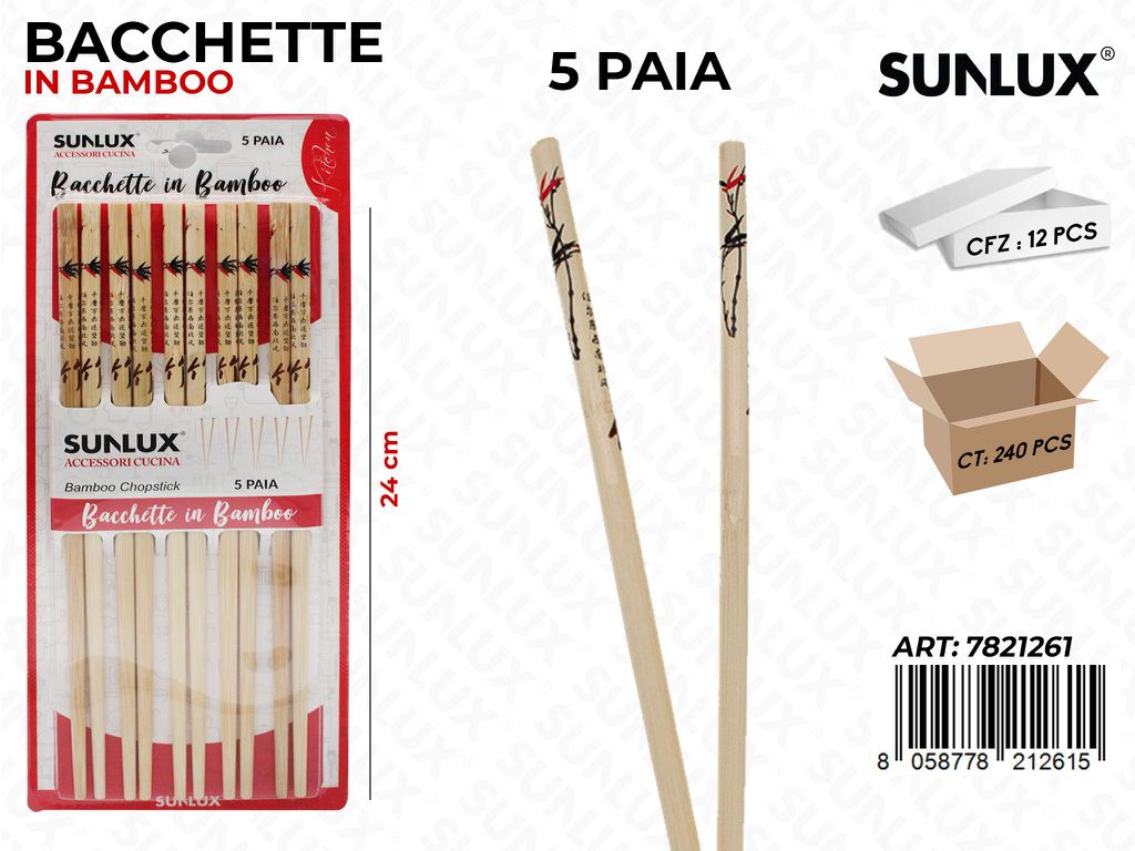 Bacchette in Bamboo 5PAIA 24CM
