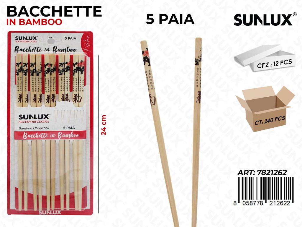 Bacchette in Bamboo 5PAIA 24CM
