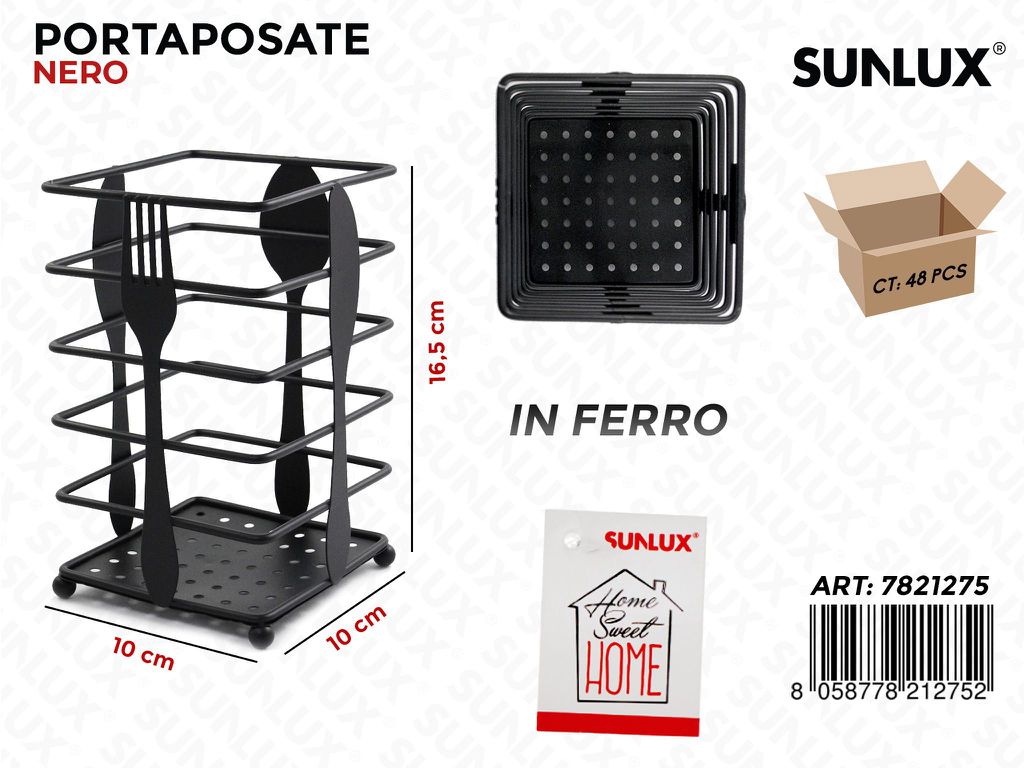 Portaposate in Ferro Nero 10*10*16.5 Cm