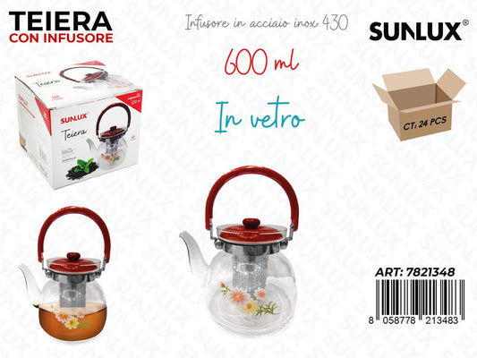 Teiera con Infusore Vetro-acc. 430 600ML / Pz da 6