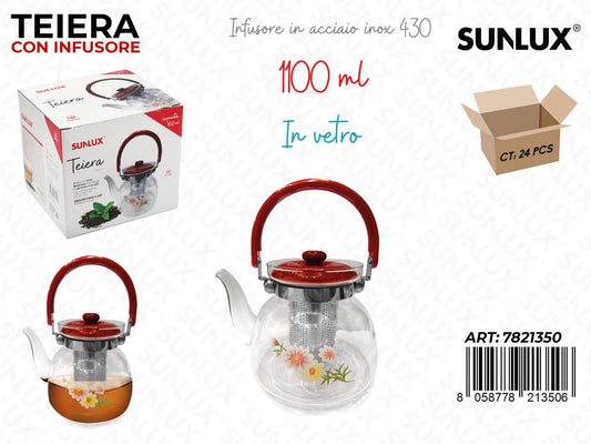 Teiera con Infusore Vetro-acc. 430 1100ML / Pz da 6