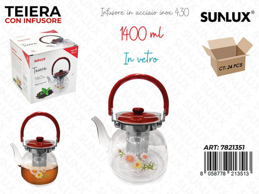 Teiera con Infusore Vetro-acc. 430 1400ML / Pz da 6
