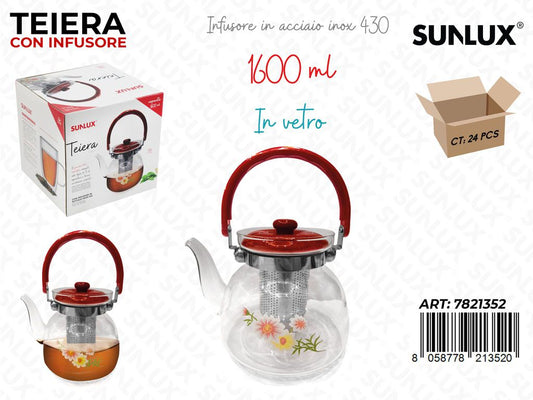 Teiera Con Infusore Vetro-Acc. 430 1600Ml / Pz Da 6