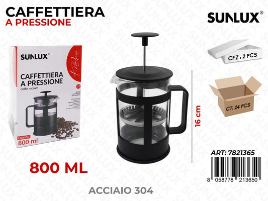 Caffettiera a Pressione 800ML Acciaio 304