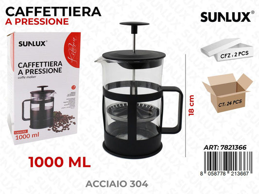 Caffettiera a Pressione 1000ML Acciaio 304