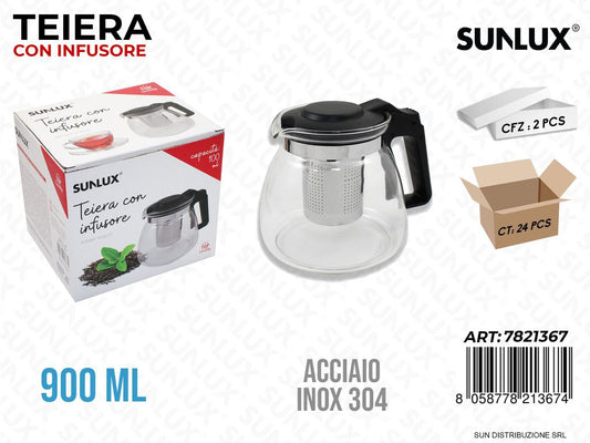 Teiera c/ Infusore 900ML Acciaio 304