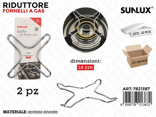 Sunlux Riduttore Fornelli Gas Acc. Zincato 2PCS 14CM
