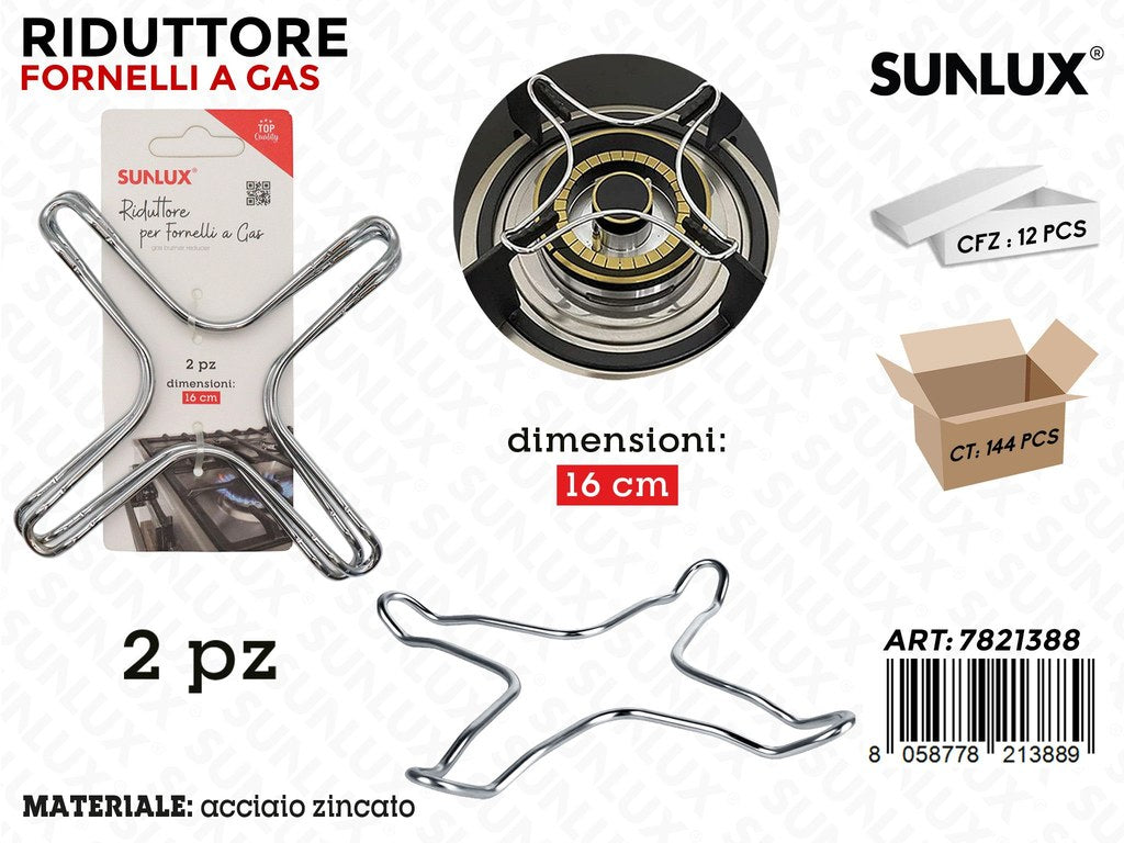 Sunlux Riduttore Fornelli Gas Acc. Zincato 2PCS 16CM
