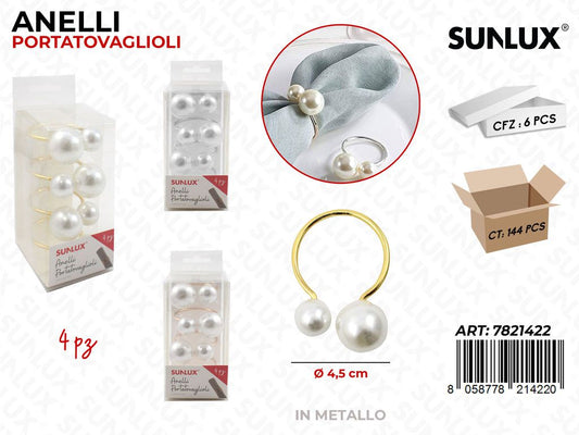 Sunlux Anelli P.tovaglioli D.4.5CM 4PCS