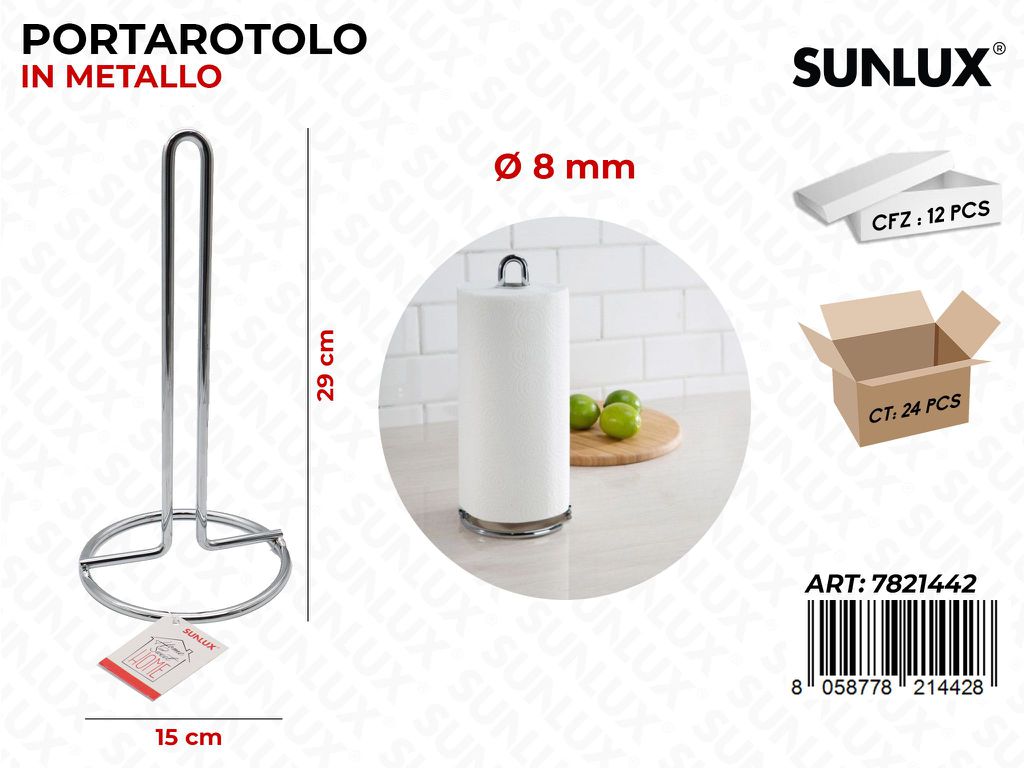 Portarotolo in Metallo D.8CM 15*29CM