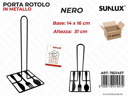 Porta Rotolo in Metallo Nero 14*16*31CM