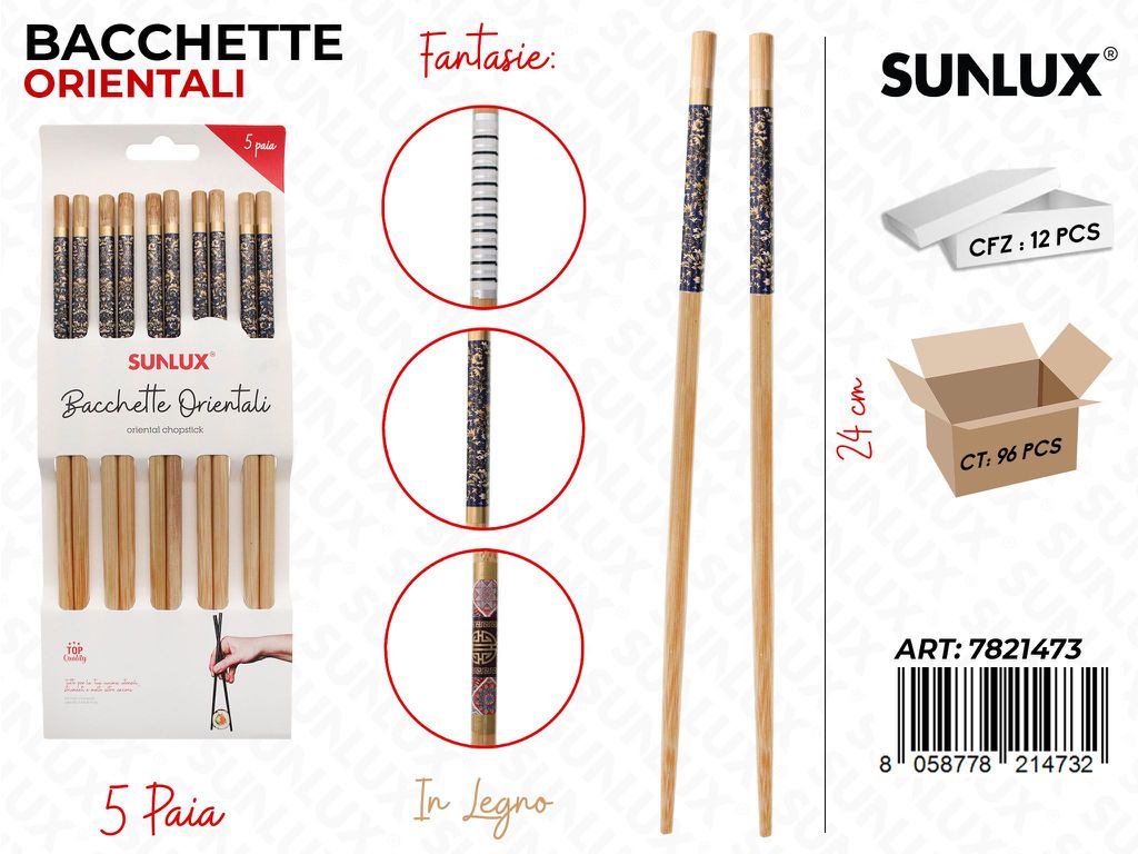 Sunlux Bacchette Orientali Ass. Legno 5PAIA 24CM
