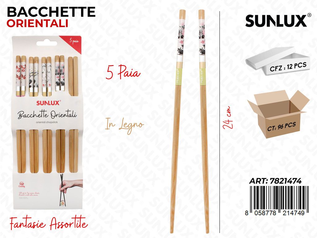 Sunlux Bacchette Orientali Ass. Legno 5PAIA 24CM