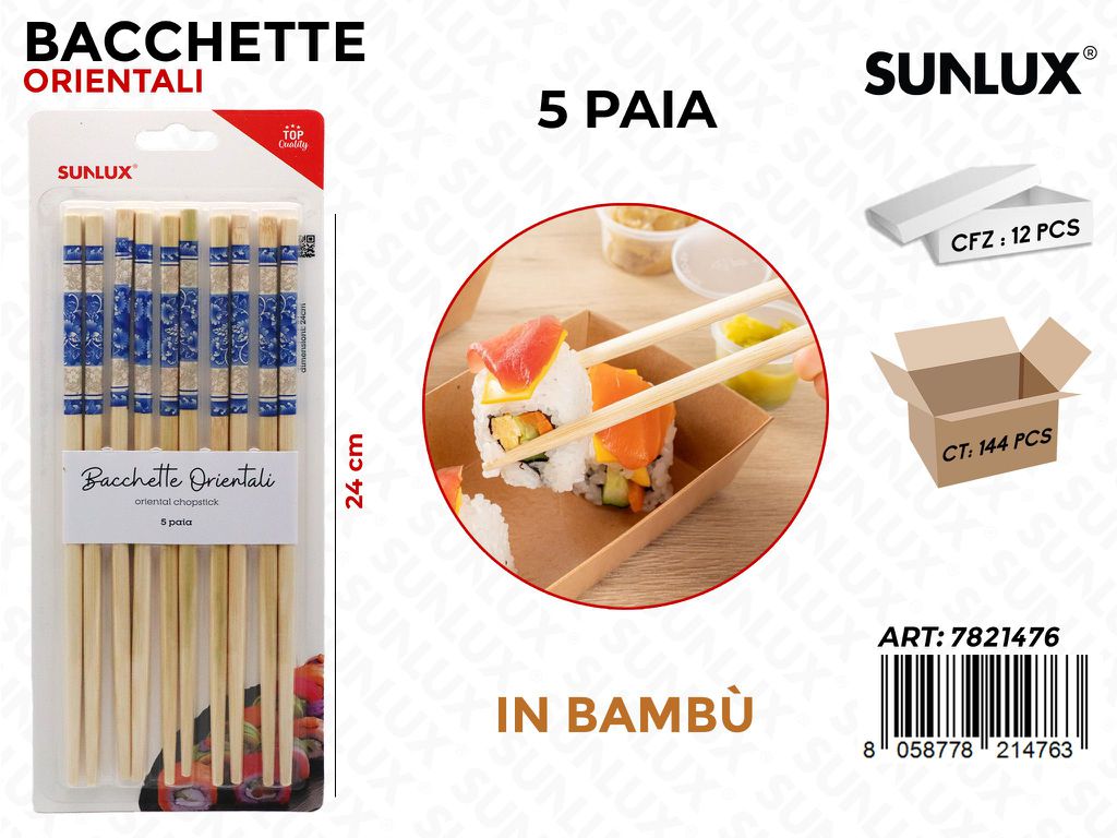 Sunlux Bacchette Orientali Legno 5PAIA 24CM