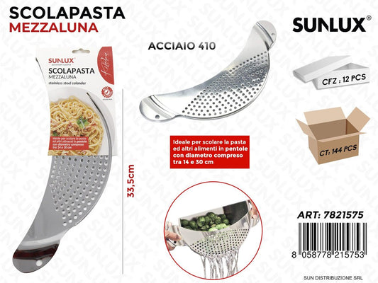 Scolapasta Mezza Luna in Acciaio 410 33.5CM