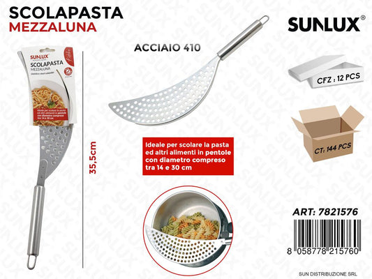 Scolapasta Mezza Luna in Acciaio 410 33.5CM