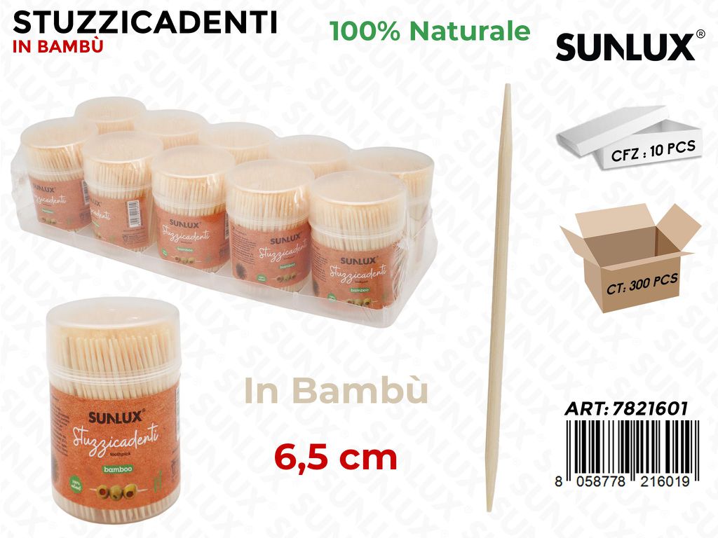 Stuzzicadenti in Bamboo 6.5CM / Pz da 10