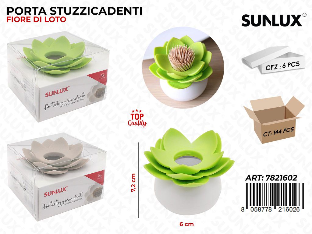 Sunlux Porta Stuzzicadenti Fiore Loto Ass. 6*7.2CM