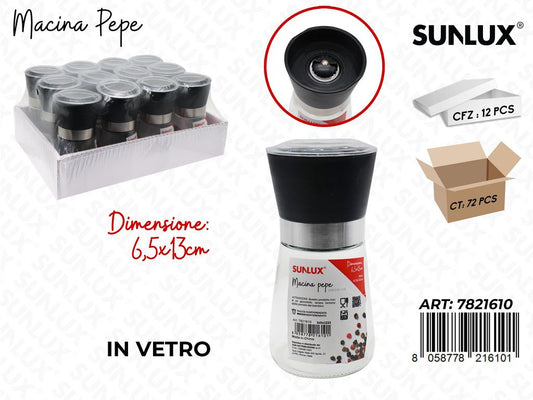 Sunlux Macina Pepe in Vetro 6.5*13CM