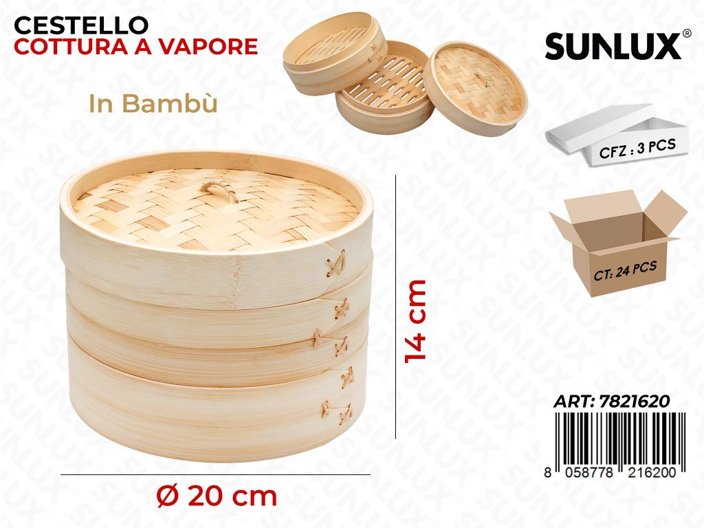Sunlux Cestello Cottura Vapore Bambu 3PCS D.20*14CM