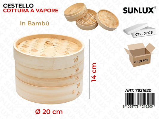 Sunlux Cestello Cottura Vapore Bambu 3PCS D.20*14CM