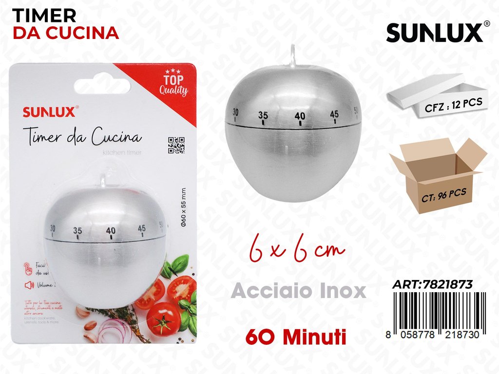Sunlux Timer da Cucina Acc. Inox 6*6CM