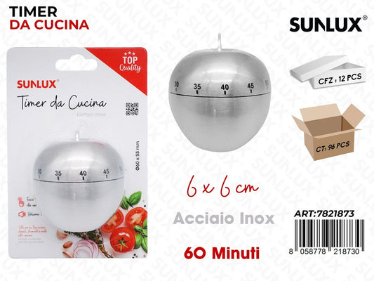 Sunlux Timer da Cucina Acc. Inox 6*6CM