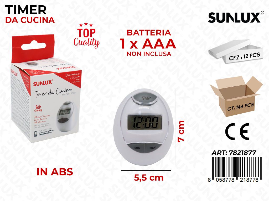Sunlux Timer da Cucina in Abs 7*5.5CM / Pz da 12