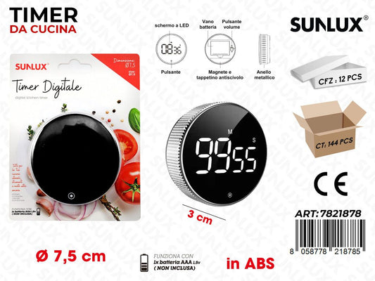 Sunlux Timer Da Cucina Digitale D.7.5*3Cm