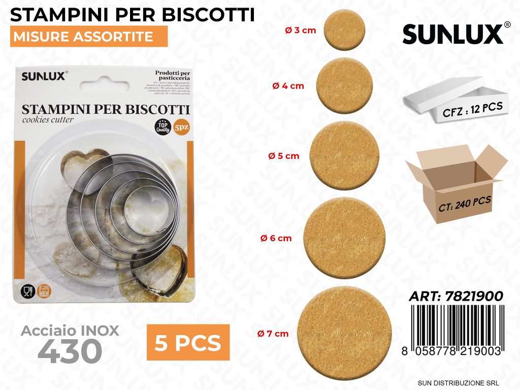 Stampi per Biscotti Acciaio 430 5PCS Mis Ass.
