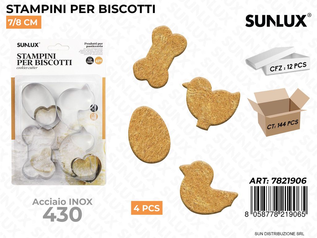 Stampini per Biscotti Acciaio 430 4PCS Ass.