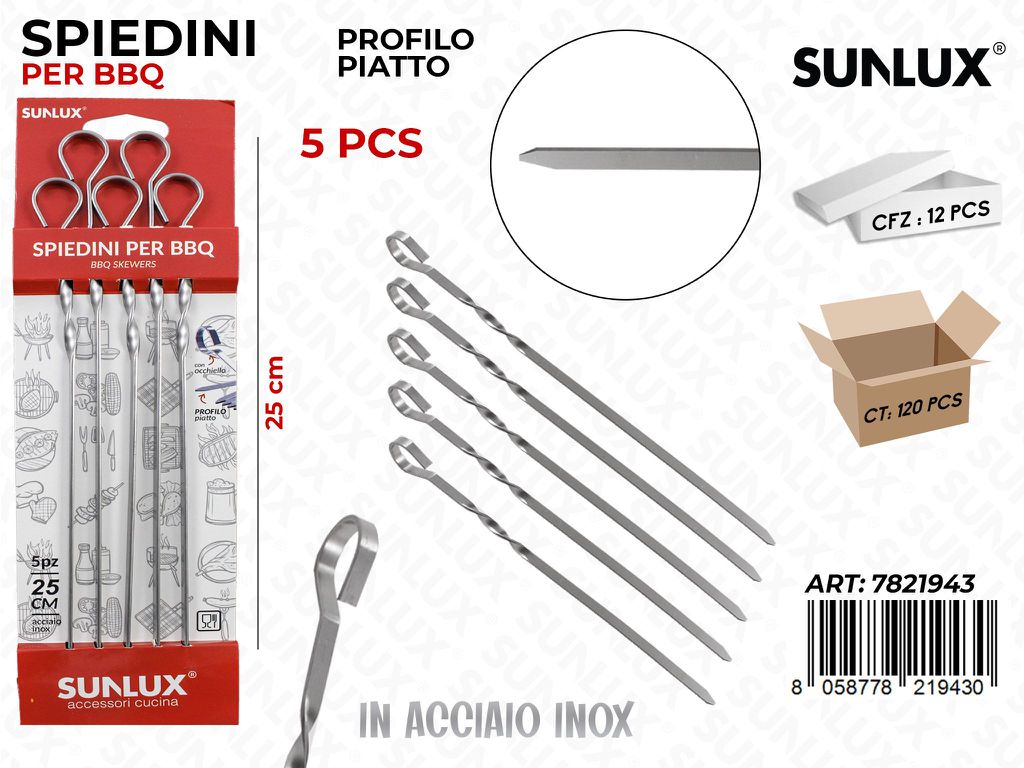 Spiedini per Bbq P. Piatto 5PC- 25CM
