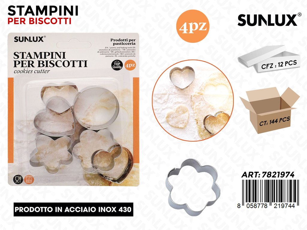 Stampo per Biscotti in Acciaio 430 4PCS Ass.