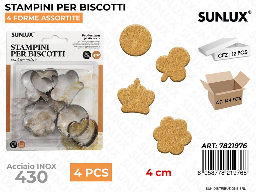 Stampo per Dolci in Acciaio 430 4PCS Ass.