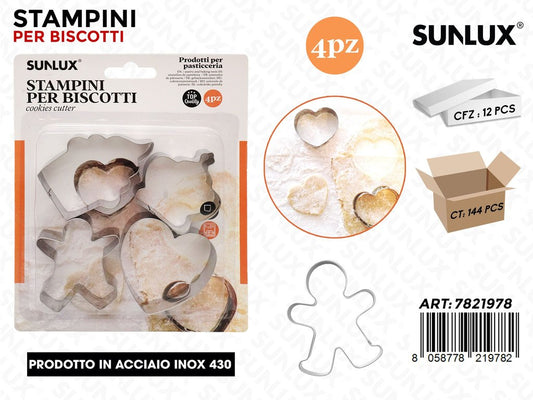Stampo per Biscotti in Acciaio 430 4PCS Ass.