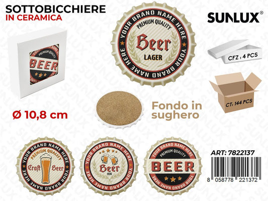 Sottobicchiere in Ceramica Ass. D.10.8CM