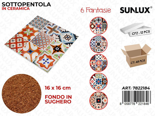 Sunlux Sottopentola Ceramica Ass. 16*16CM