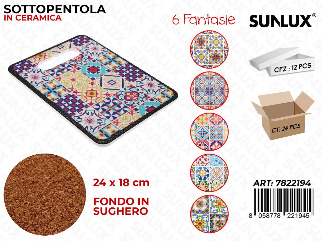 Sunlux Sottopentola Ceramica Ass. 24*18CM