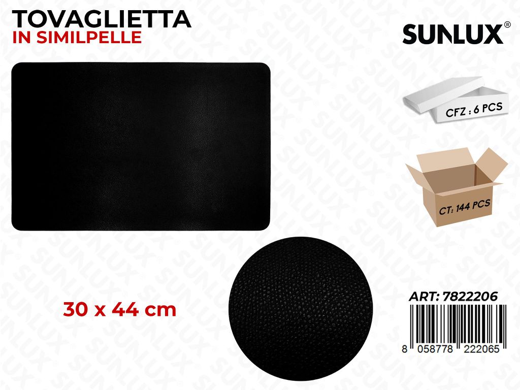 Sunlux Tovaglietta in S/Pelle Nero 30*44CM / Pz da 6