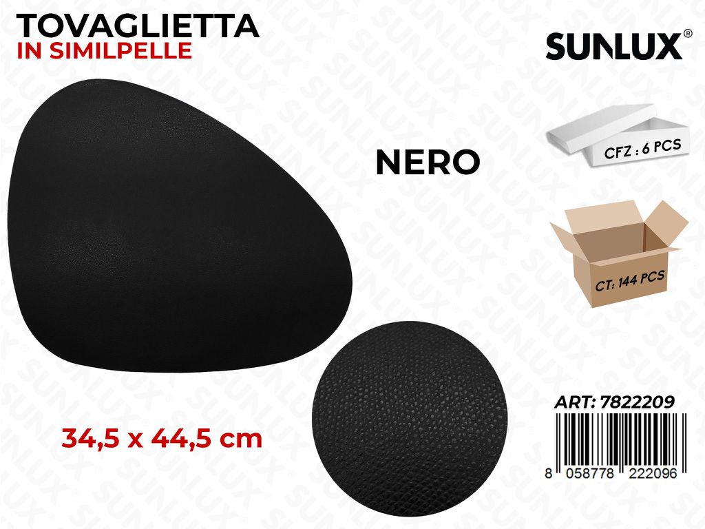 Sunlux Tovaglietta in S/Pelle Nero 34.5*44.5CM / Pz da 6