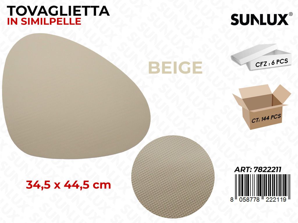 Sunlux Tovaglietta in S/Pelle Beige 34.5*44.5CM / Pz da 6