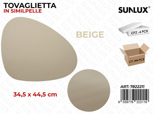 Sunlux Tovaglietta in S/Pelle Beige 34.5*44.5CM / Pz da 6