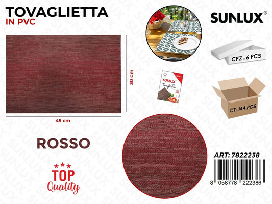 Sunlux Tovaglietta Rett. Rosso Pvc 45*30CM