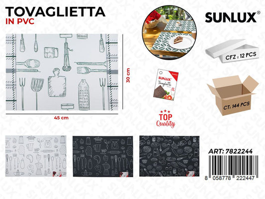 Sunlux Tovaglietta Rett. Pvc 45*30CM Ass.