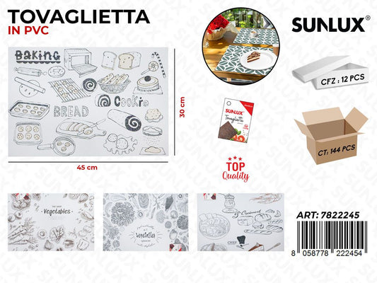 Sunlux Tovaglietta Rett. Pvc 45*30CM Ass.