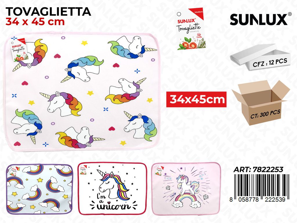 TOVAGLIETTA UNICORNO 34*45CM ASS.