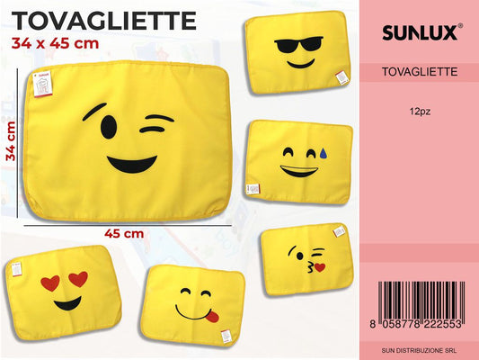 TOVAGLIETTE FANT. EMOTICON  45*34CM /PZ DA 12**
