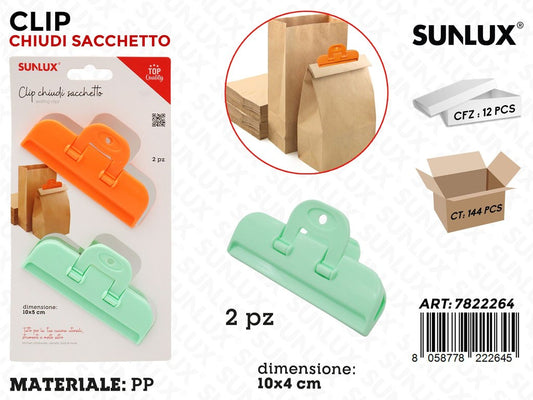 Sunlux Clip Chiudi Sacchetto 2PCS 10*4CM