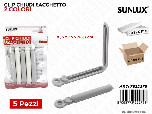 Clip Chiudi Sacchetto 5PCS 10.3*1.5*1.1CM 2COL.
