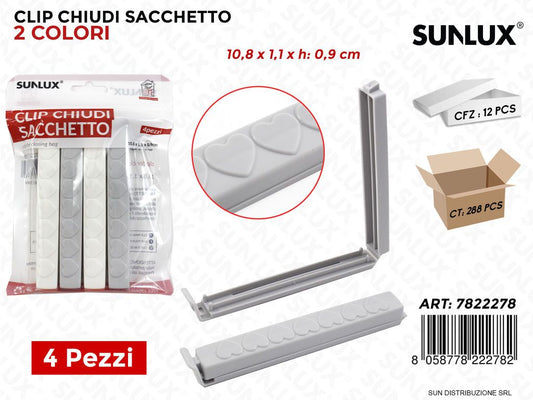 Clip Chiudi Sacchetto 4PCS 10.8*1.1*0.9CM 2COL.